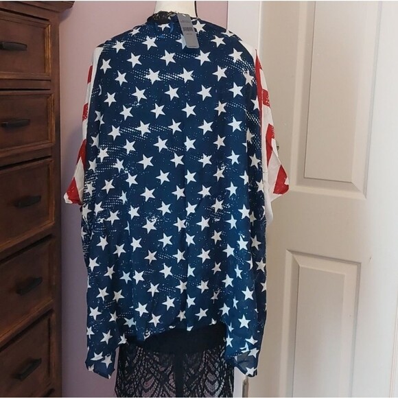 Accessory St Patriotic American Flag Shawl Shrug Wrap Swim Cover One Size NWT - Picture 6 of 8